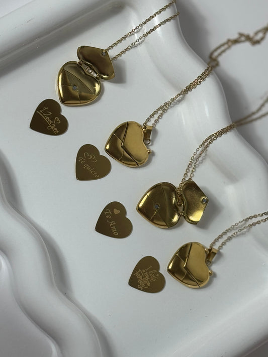 Heart envelope necklace